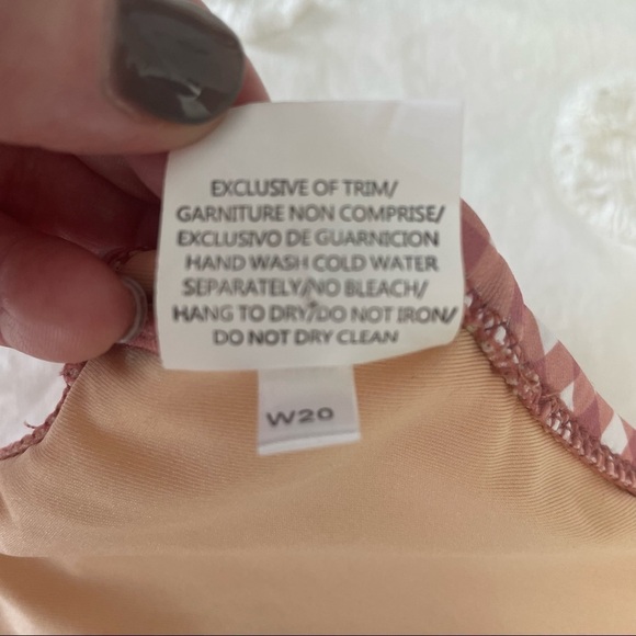 Beach Joy Bikini Brand One Piece Pink/White Check W/ Front Cut Out & Bow Size S - Picture 8 of 9